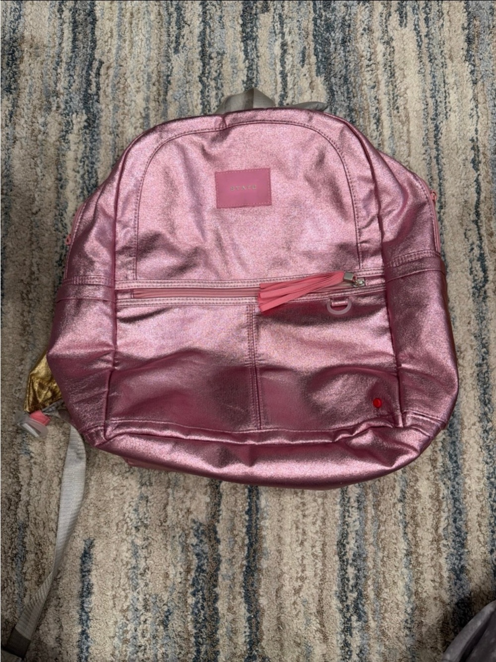 Metallic Pink State Kane Doubleback backpack and school lunch box